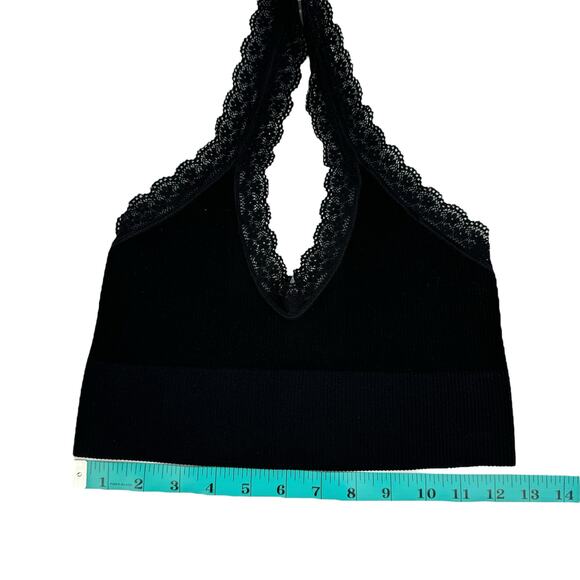 Out From Under UA M/L Harley Black Ribbed Lace Trim Halter Bra Bralette - Picture 6 of 10